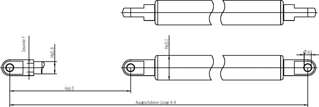 Gasfjäder med öga - 404429.001 - Gasfjädrar