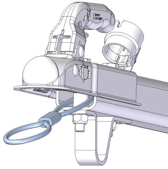Fångstkabel för obromade släpvagnar upp till 1500 kg - 6B1987.001 - Flänsad kula