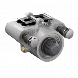 Hydraulisk fjäderbelastad glidande broms med kalibersystem